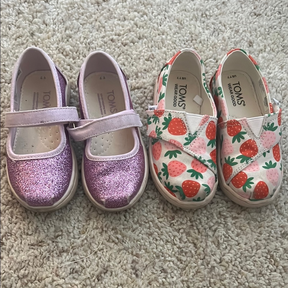 Two pairs or toddler Tom shoes